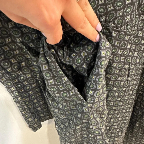 Tulip Clothing Tunic Button Down Small Blue Geometric Lagenlook Cotton Shirt - Picture 7 of 7